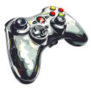 Värillinen silityskuva : Peliohjain, valkoinen