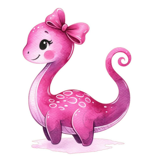 Värillinen silityskuva : Pinkki Dino