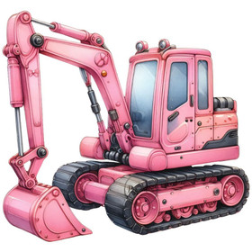 Värillinen silityskuva: Pinkki kaivuri