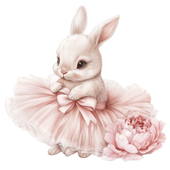 Värillinen silityskuva : Pupu ja pioni, iso