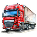 Värillinen silityskuva: Rekka, punainen