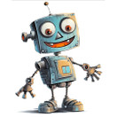 Värillinen silityskuva : Robotti, sininen