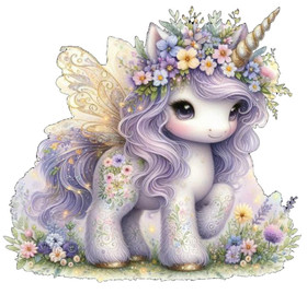 Värillinen silityskuva : Rosalila Unicorn