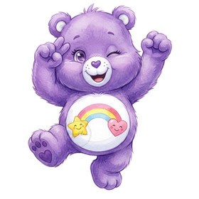 Värillinen silityskuva : Rainbow Bear, lila, PIENI