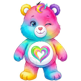 Värillinen silityskuva : Rainbow Bear, värikäs, PIENI