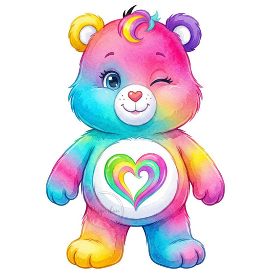 Värillinen silityskuva : Rainbow Bear, värikäs, PIENI
