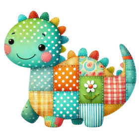 Värillinen silityskuva : Tilkkutyö Dino