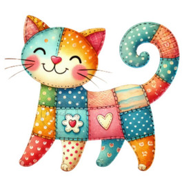 Värillinen silityskuva : Tilkkutyö KISSA