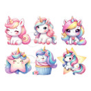 Värillinen silityskuva-arkki: Unicornit