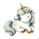 Värillinen silityskuva : Unicorn, sininen, pieni