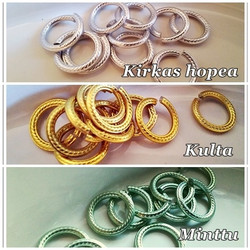 Köysikuvioitu rengas Ø 10 mm, lanka 2 mm, 10 kpl, eri värejä