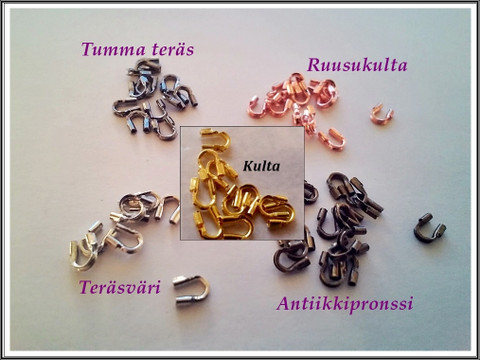 Vaijerinsuojus, 5 x 4 mm, korumetalli, eri värejä, 10 kpl/pss