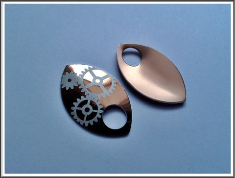Alumiinihela iso, 30 x 20 mm, Steampunk, kirkas kupari