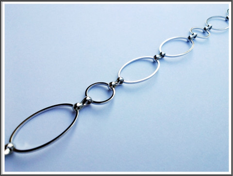 Metalliketju, lenkit Ø 12 mm ja 24 x 14.5 mm, kirkas teräsväri, metri