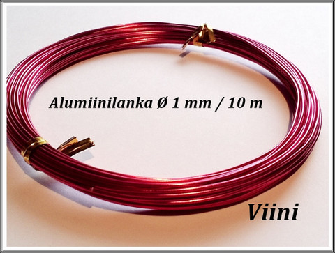 Värillinen alumiinilanka Ø 1 mm, 10 metriä, vadelma