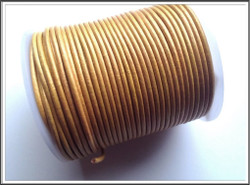 Nahkanauha pyöreä Ø 2 mm, metalli keltainen, metri