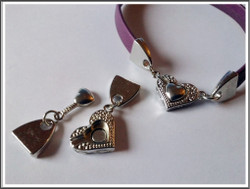 Magneettilukko, nauhanpäätteet + sydän, 10 x 2 mm nauhalle