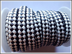 Punottu nauha 10 x 4 mm, musta-valkoinen, 20 cm