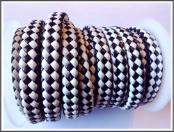 Punottu nauha 10 x 4 mm, musta-valkoinen, 20 cm