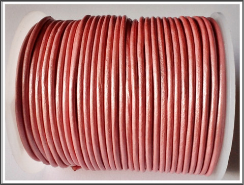 Nahkanauha pyöreä Ø 2 mm, metallipinkki, metri