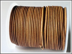 Nahkanauha pyöreä Ø 2 mm, tumma luonnonvärinen, metri