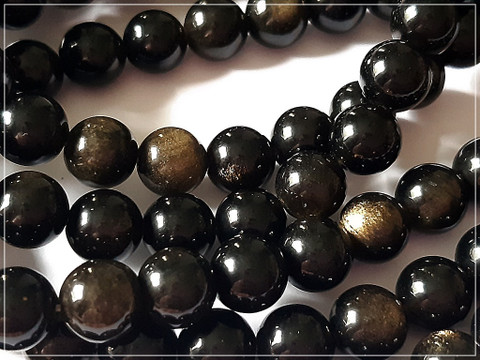 Kultaobsidiaani, pyöreä Ø 8 mm, ½ nauha