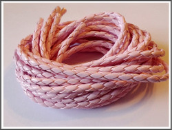 Jäljitelmänahkanauha, punottu Ø 4.5 mm, baby pinkki, metri