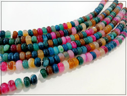 Akaatti, rondelli 8 x 5 mm, värimix