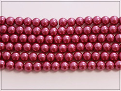 Helmiäislasihelmi A, Ø 6 mm tumma rose, nauha