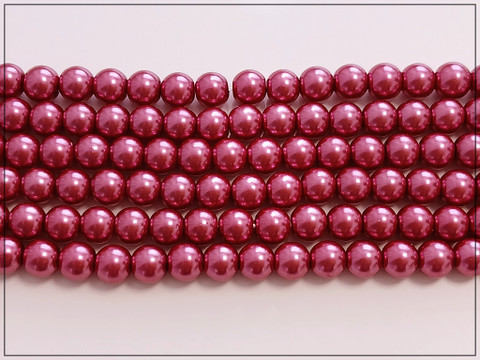 Helmiäislasihelmi A, Ø 6 mm tumma rose, nauha