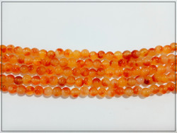 Värjätty jade, Ø 8 mm pyöreä, oranssi/kirjava, nauha