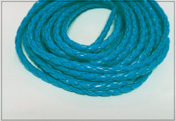 Jäljitelmänahkanauha, punottu Ø 4.5 mm, tumma turkoosi, metri
