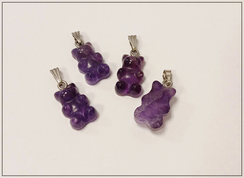 Kiviriipus nallekarkki teräspidikkeellä, ametisti