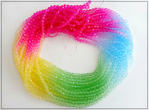 Lasihelmi fasetoitu pyöreä Ø 6 mm, liukuväri, nauha