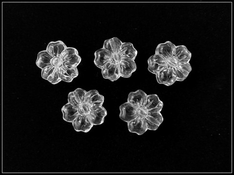 Lasihelmi kukka 13 x 14 mm, kirkas, 5 kpl