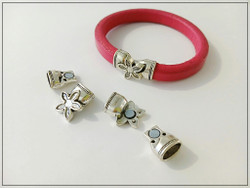 Magneettilukko 10 x 7 mm, putki-kukka, antiikkihopeoitu