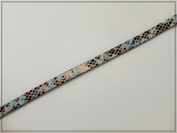 Nahkanauha, 10 x 2 mm, käärme, kerma-turkoosi-lila