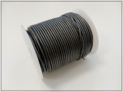 Nahkanauha pyöreä Ø 2 mm, harmaa, metri