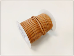 Nahkanauha pyöreä Ø 2 mm, vaalea luonnonväri, metri