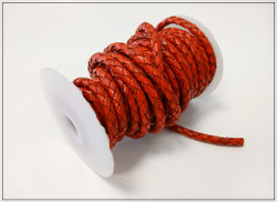 Nahkanauha Ø 5 mm, punottu, punainen