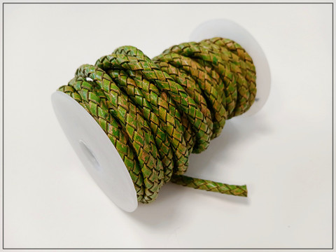 Nahkanauha Ø 5 mm, punottu, vihreä