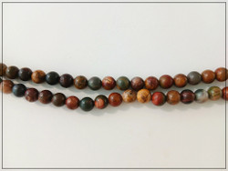 Picasso jaspis, pyöreä Ø 6 mm, nauha 20 cm