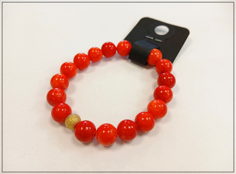 Rannekoru Jade oranssinpunainen Ø 10 mm, 16 cm