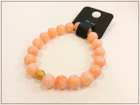 Rannekoru Jade Ø 10 mm, persikka, 17 cm