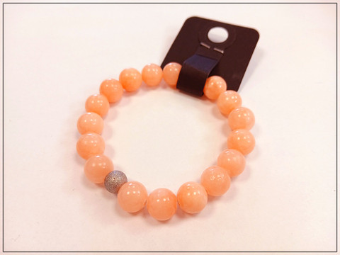 Rannekoru Jade Ø 10 mm, persikka, 16 cm