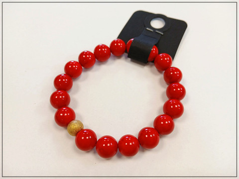 Rannekoru Jade Ø 10 mm, punainen, 16 cm