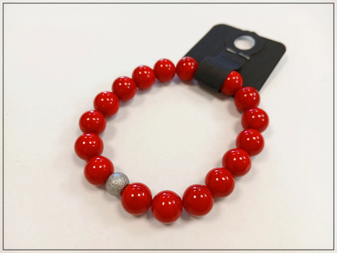 Rannekoru Jade Ø 10 mm, punainen, 17 cm