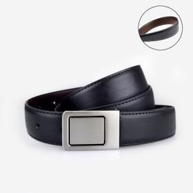 Musta Nahkavyö 30mm- harjatulla hopeasoljella