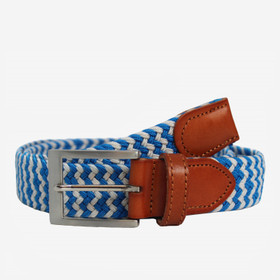 Valko-turkoosi joustovyö 35mm harjattu hopeasolki