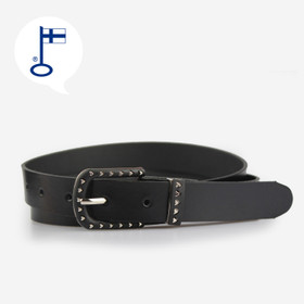 Musta nahkavyö 25mm- musta-hopea sydänsolki